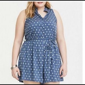 Torrid blue Ikat challis romper sz 3